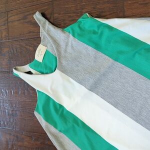 ANTHRO I Green, Grey & White Striped Racer Back Swing Halter Tank by Puella, S